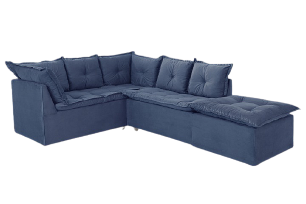 SOFA DE CANTO TURIM 2 MOD+1PUFF AZUL LISO