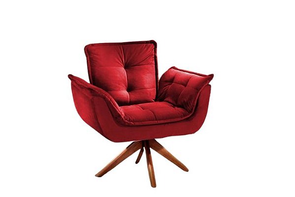 POLTRONA LUNA-PE GIRATORIO - VELUDO VERMELHO 3040/05