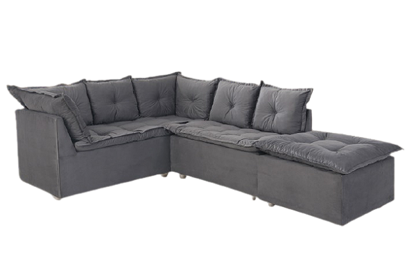 SOFA DE CANTO TURIM 2 MOD+1PUFF CINZA LISO