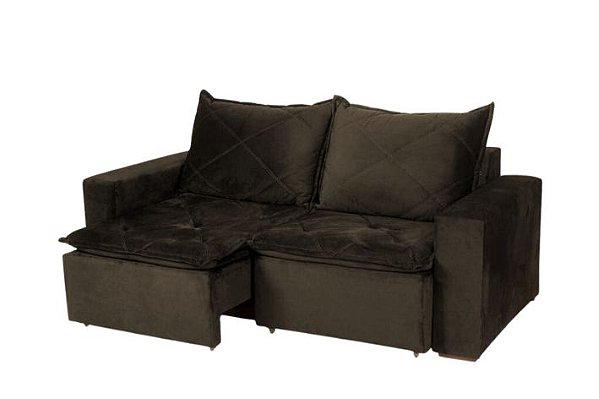 SOFA RETR DUBAI 184CM - LISO MARROM - AREZZO
