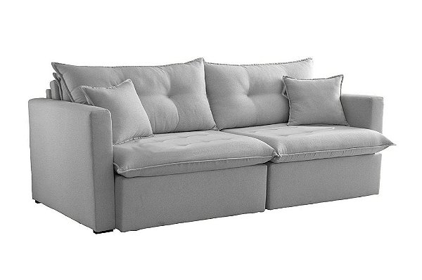 SOFA RETR LISBOA 180CM S/CX LINHO CINZA/461 - EST TEIX