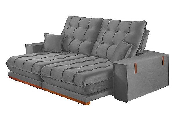 SOFA RETR XANGAI 230 - VEL CINZA 06 - BOARETO