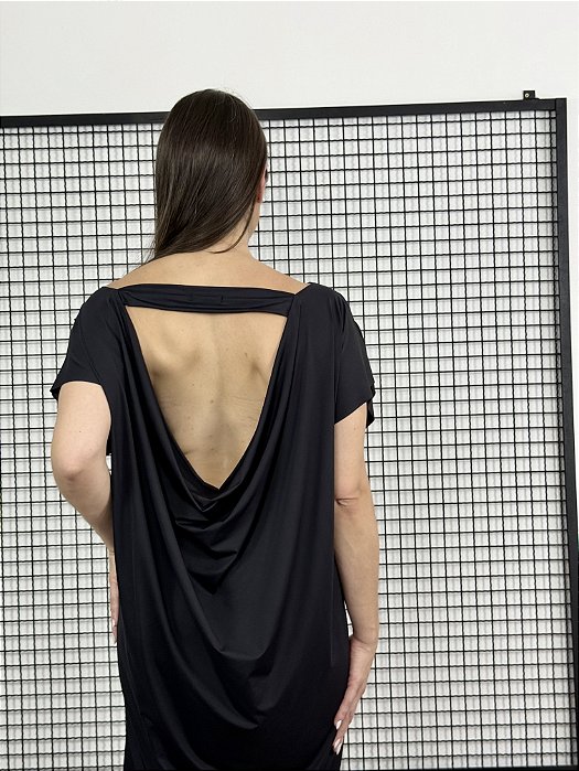 Vestido Drapeado Costas - PRETO
