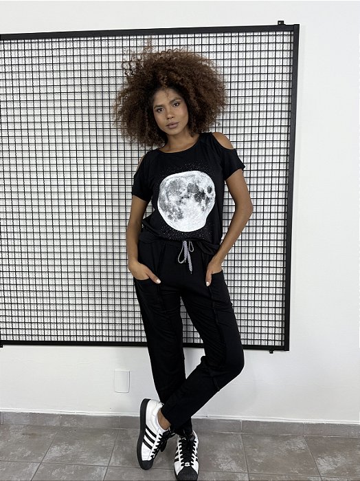 Calça Recortes - PRETO