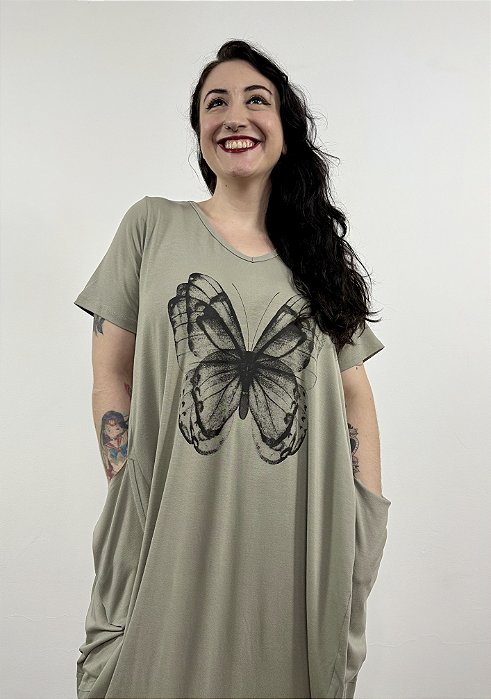 Vestido Londres Borboleta Embassada - CINZA