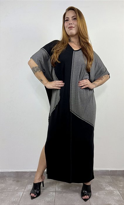 Túnica Recortes - PRETO/CINZA