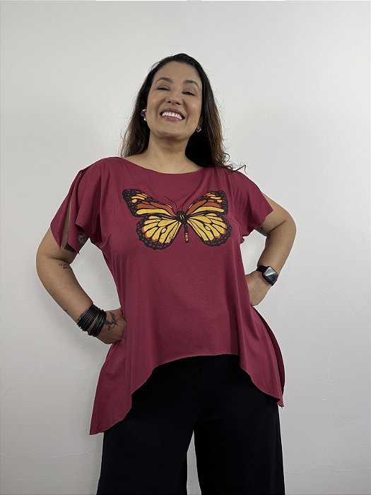 Blusa Borboleta - BORDÔ