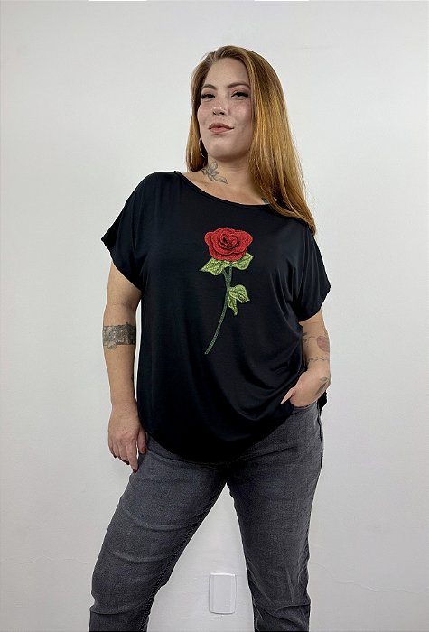 Blusa Mãe Rosa Bordada - PRETO