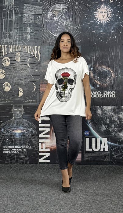 Blusa Mãe Caveira Bordada - OF WHITE