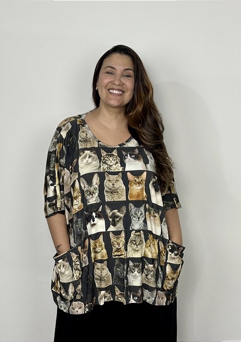 Blusa Quadrada Gatos - CORES