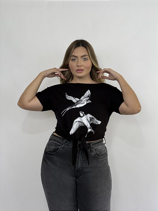Croped Amarrar Andorinha - PRETO