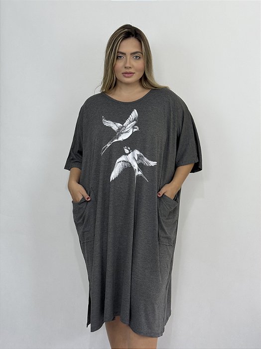 Tunica Quadrada Andorinhas - CINZA ESCURO