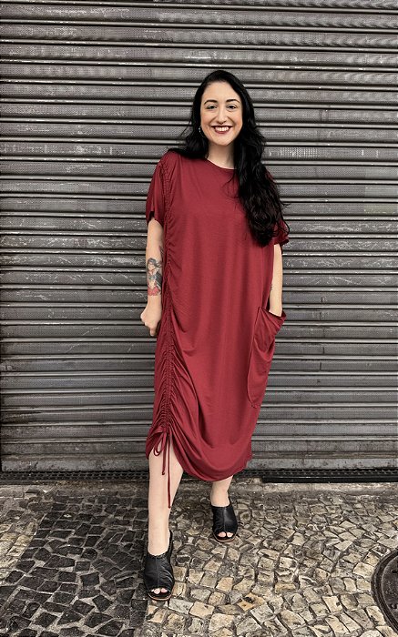 Vestido Fluxo Bordô - BORDÔ