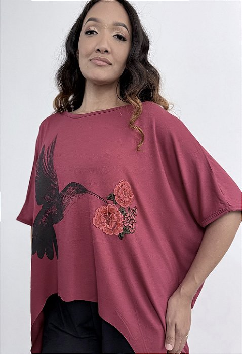 Blusa Borboleta Cordinha Beija-flor Bordado - BORDÔ