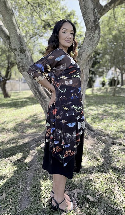 Blusa Pontas Tule Borboleta - PRETO