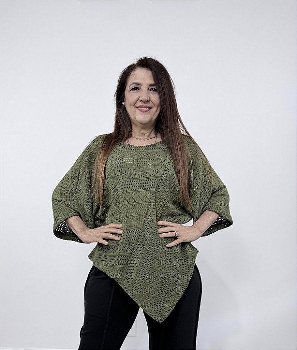 Blusa Ponta Tricot - VERDE EXERCITO
