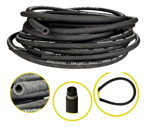 Mangueira Hidráulica R1 1/2" Óleo Pressão Trama Aço - 50 Metros