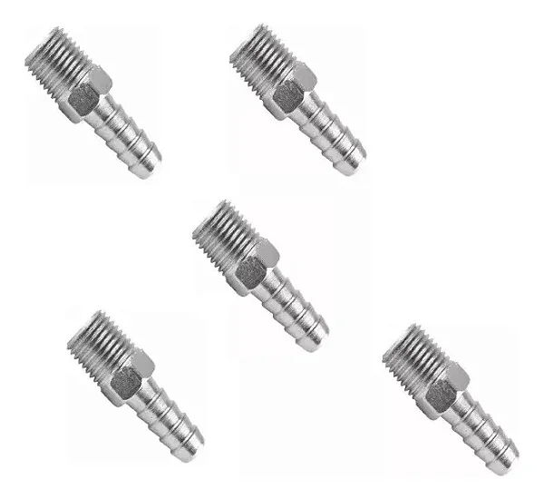 Kit 5 Und Espigão Adaptador Fixo Macho 1/4" X Mangueira 1/4"