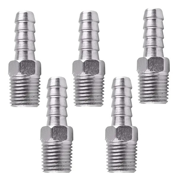 Kit 2 Espigão Conector Rosca Npt Macho 1/4 Mangueira 5/16