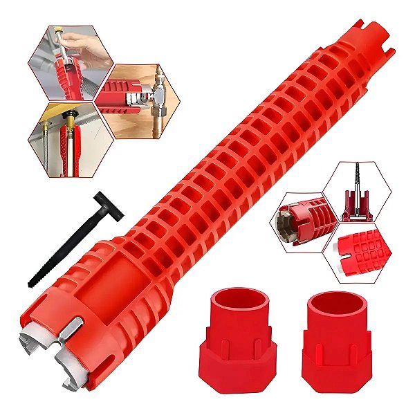 Chave Hidráulica Instalação Encanamento Pia Registro 8 Em 1 Vermelho