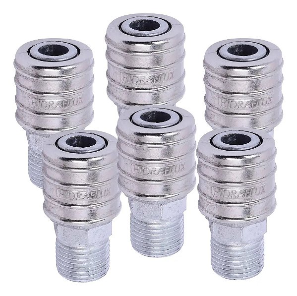 Kit 6 Engate Rápido 1/4 Rosca Macho 1/2 Bsp