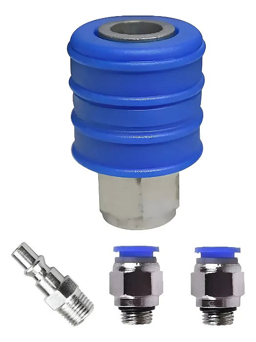 Kit Engate Rápido 4 Peças Para Mangueira Espiral Pu