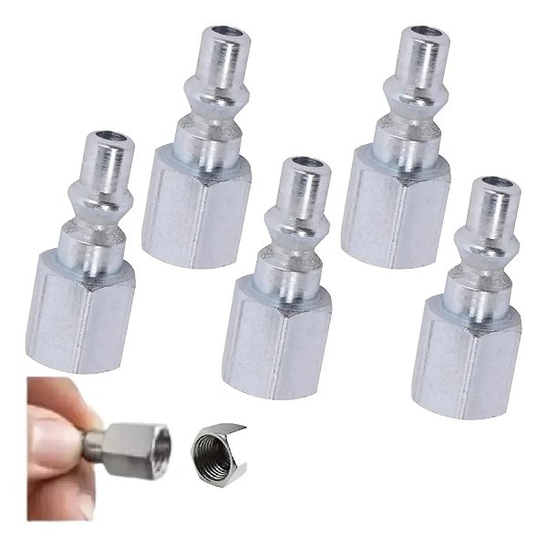 Kit 05 Und Pino Adaptador Engate Rápido De 1/4 Fêmea