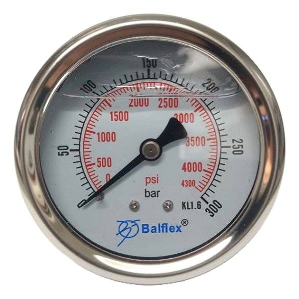 Manômetro Horizontal Pressão 300 Bar Com Glicerina 1/4 Npt