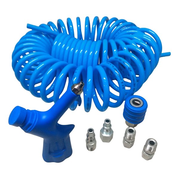 Mangueira Aspiral Pu 10 Mts 8mm C/ Bico + Kit Engate Rápido