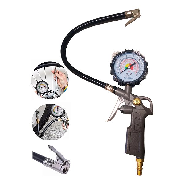 Calibrador De Pneu Analógico C/ Manômetro 220psi 16bar