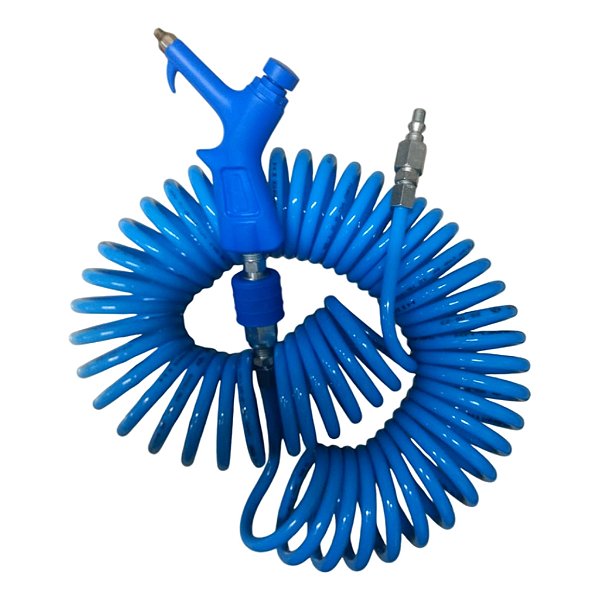 Mangueira Aspiral Pu 10 Mts 8mm C/ Kit Engate Rápido + Bico