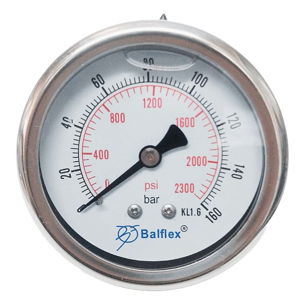 Manômetro Horizontal Pressão 160 Bar Com Glicerina 1/4 Npt