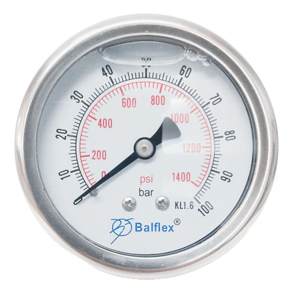 Manômetro Horizontal Pressão 100 Bar Com Glicerina 1/4 Npt