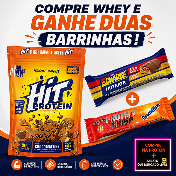 Hit Protein (900g) - Adaptogen Gratis 2 barras Proteicas Nutrata + Integralmedica