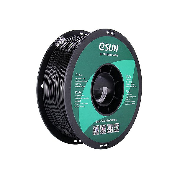 Filamento 3D PLA+ Preto Black 1Kg Esun
