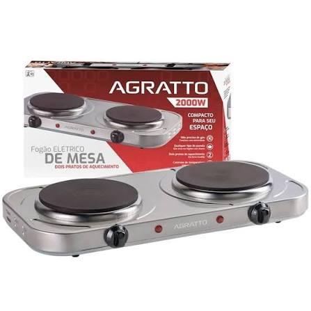 Fogão Elétrico de Mesa Regulável 2000W 2 Pratos