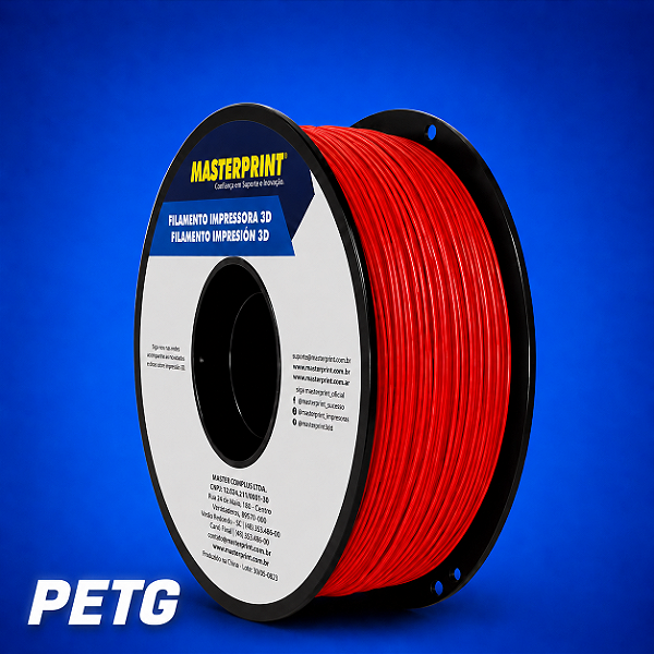 Filamento 3D PETG 1,75mm Masterprint 1Kg VERMELHO