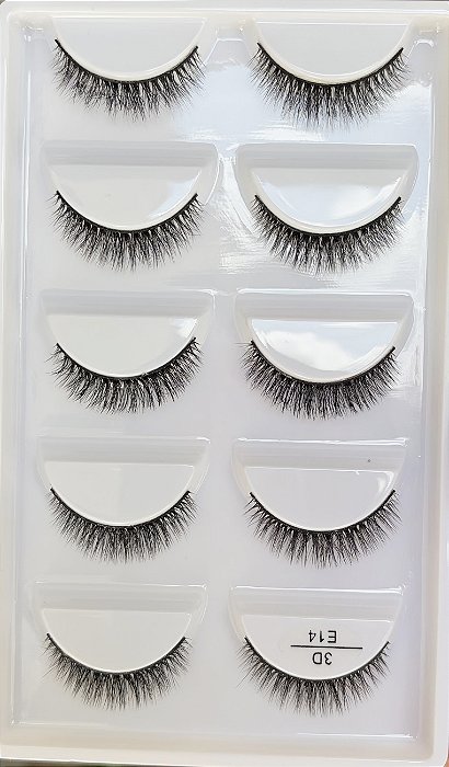 Cílios postiços 05 pares modelo E14