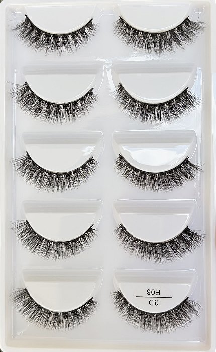 Cílios postiços 05 pares modelo E08