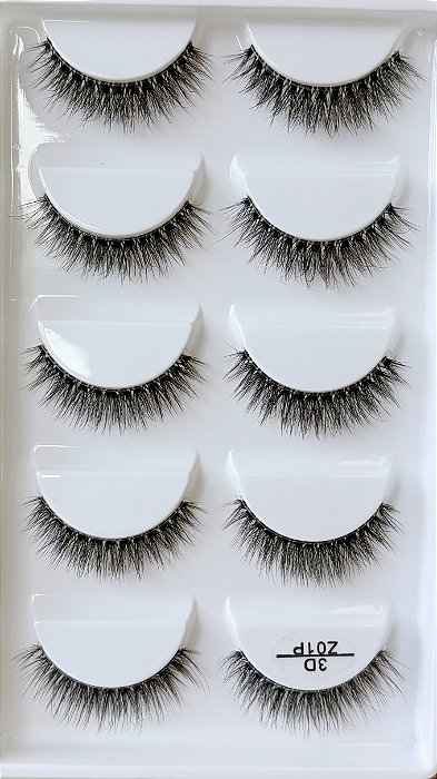 Cílios 5 pares Z01P base transparente