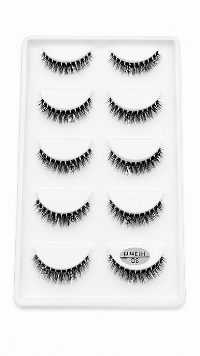 Cartela de cílios H13 mini base transparente com 5 pares