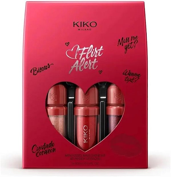 Hydra Lip Gloss 3D Kiko Milano | Flirt Alert Kit, Com 3 Mini