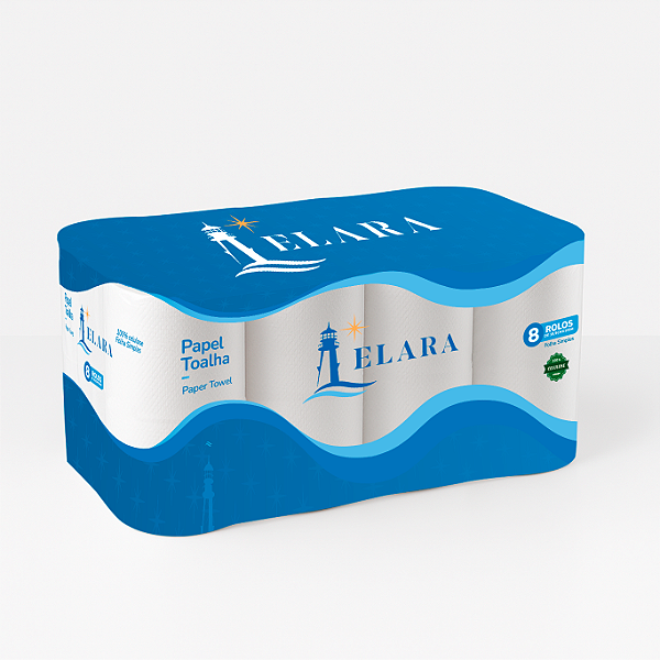 Papel Toalha Elara 8 Rolos 19,5cm x 100m - 100% celulose