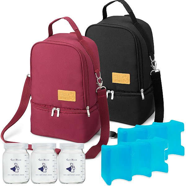 Mochila Térmica Amamente Duo Ice + 3 Potes 200ml | Super Mamãe