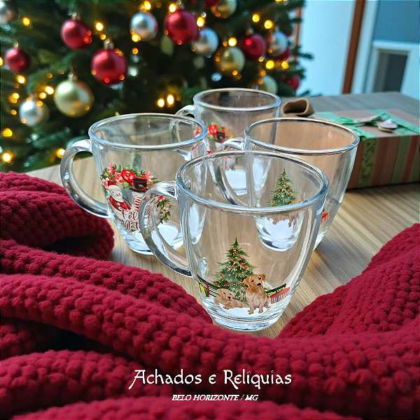Caneca de Vidro Natalina – Encantos à Mesa