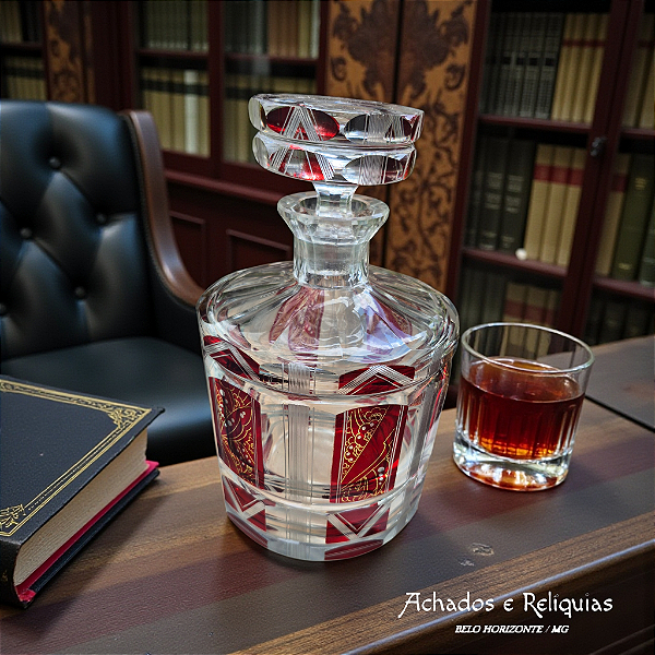 Garrafa Licoreira para armazenar Whisky em Cristal Art Déco, Estilo Karl Palda