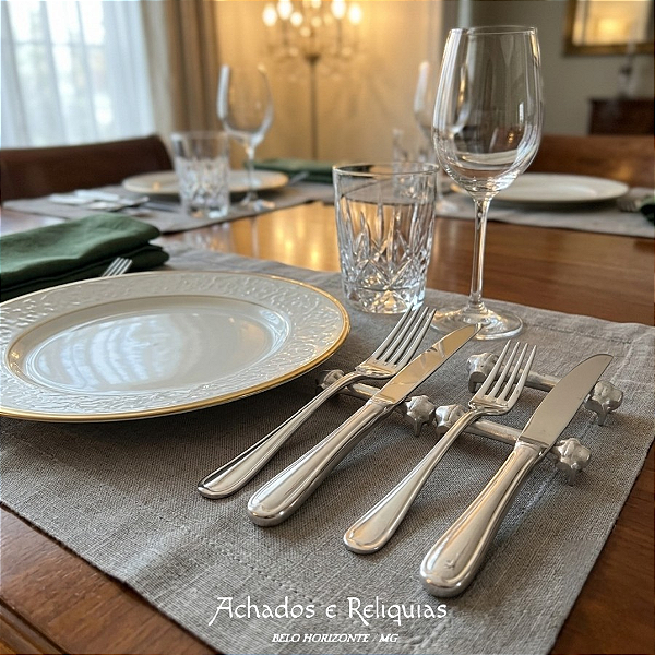 Conjunto de Suportes para Talheres em Alumínio Polido - Descanso de Talheres Clássico