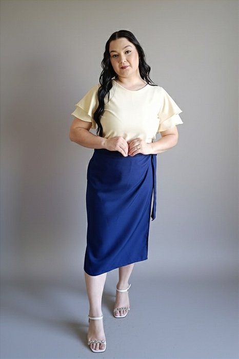 Saia Elegante Envelope Azul Marinho