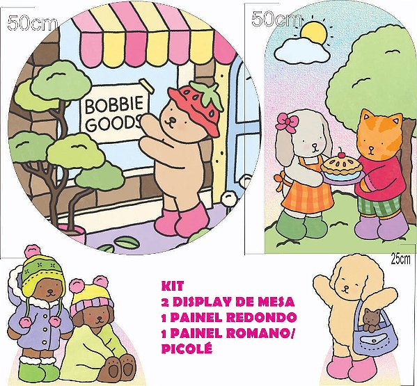 Bobbie Goods Kit Festa na Mesa 50cm Painel Redondo Romano e Display Mdf