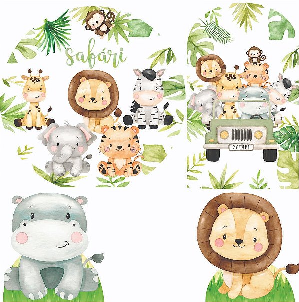 Safari cut Kit Festa na Mesa 50cm Painel Redondo Romano e Display Mdf